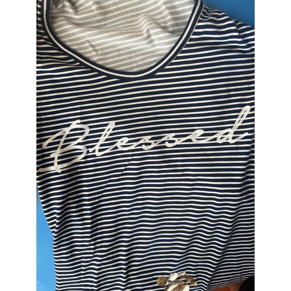 Violet & Ruby Maternity Top M Navy White Stripe 3/4 Sleeve Stretch NWT - Picture 9 of 9